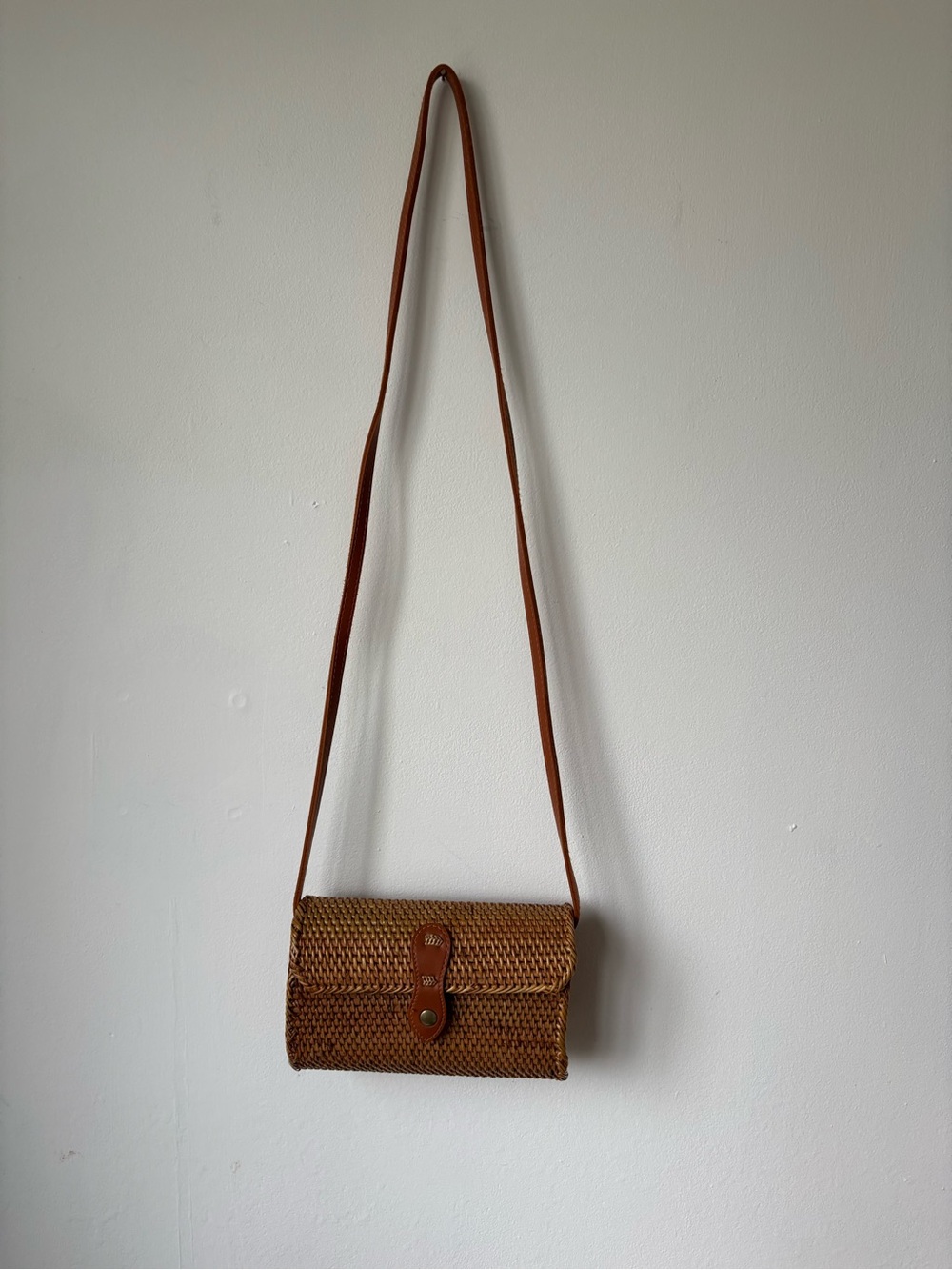 Bali Woven Straw Crossbody Bag in classic tan - super cute! Great texture add - Picture 2 of 6